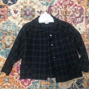 Plaid cropped button up jacket